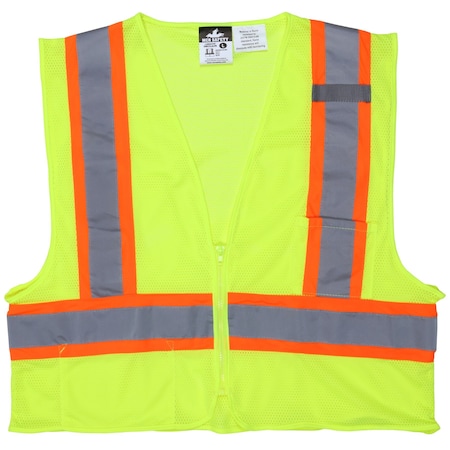 Mcr Safety FR Hi-Vis Safety Vest 2XL Class 2 , Zipper 2 Pockets, 1 Mic Tab VWCCL2LFRX2